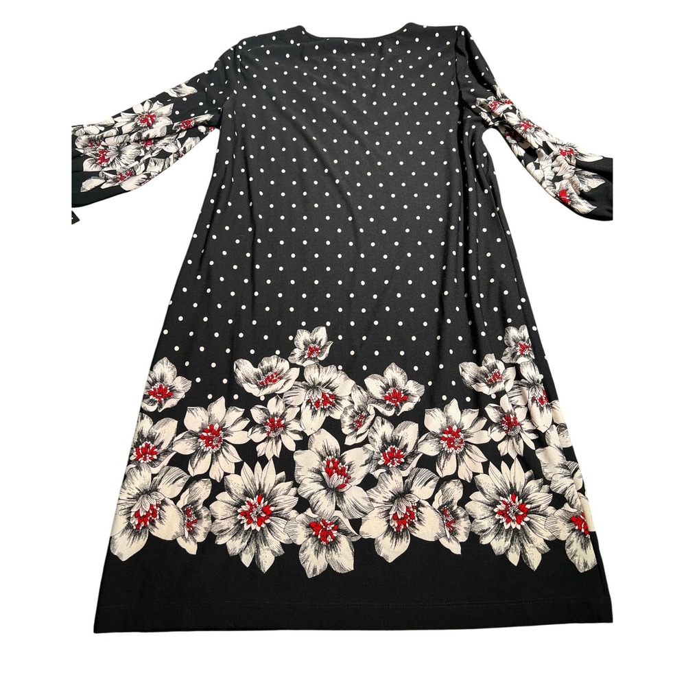 Sandra Darren Women's 10 Black Red Polka Dot Dress Lattice Neck Career Party NEW - Picture 2 of 11